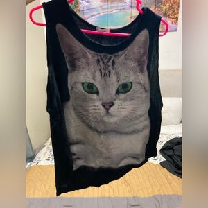Cat print shirt Medium